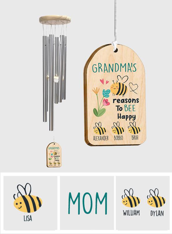 Grandma's Reasons To Bee Happy - Personalized Grandma Wind Chime