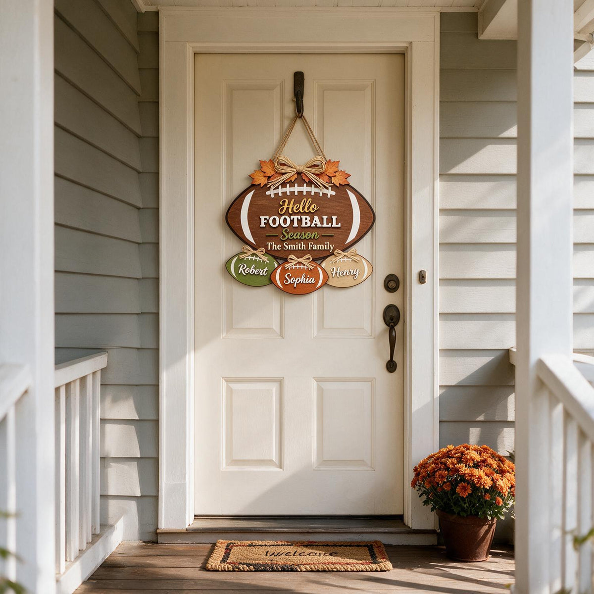 Panneau en Bois en Forme de Football Personnalisé pour la Saison de Football, Décor de Maison Jour de Match