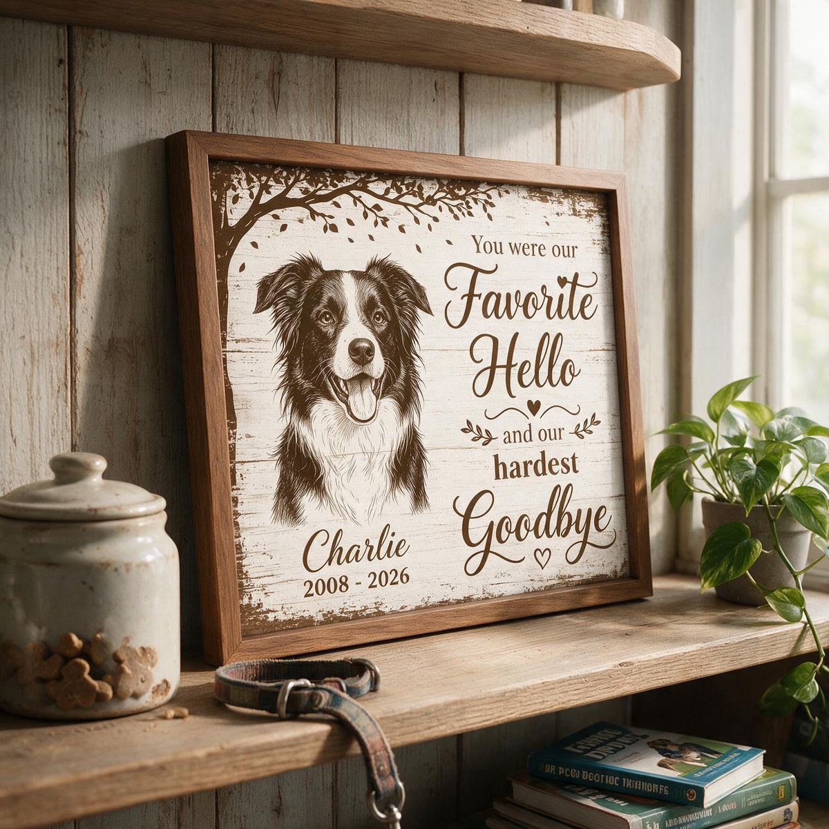 Under Tree Pet Dog Cat Memorial Custom Photo You Were Our Favorite Hello - Personalized Poster - Sympathy Gift, Remembrance Gift