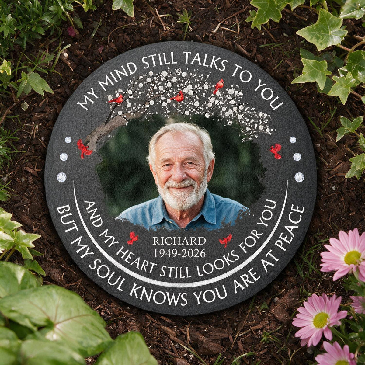 Personalized Memorial Photo Garden Stone | Sympathy Gift for Loss of Loved One