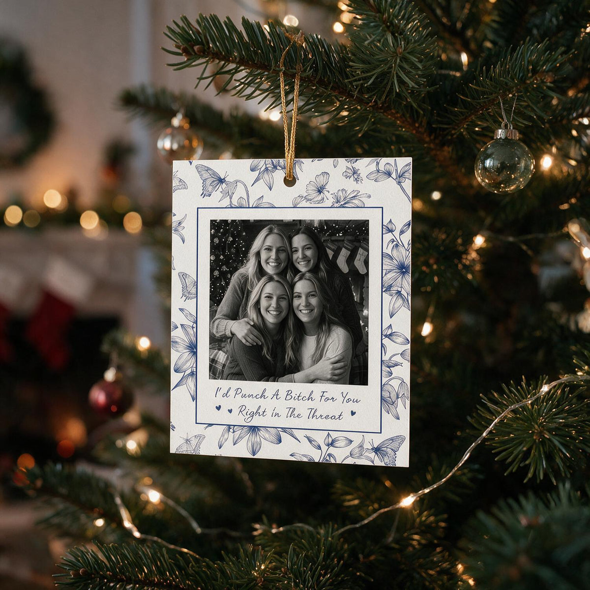 Ornement de Noël Photo Personnalisé Meilleurs Amis en Acrylique, Cadeau Amusant d'Amitié