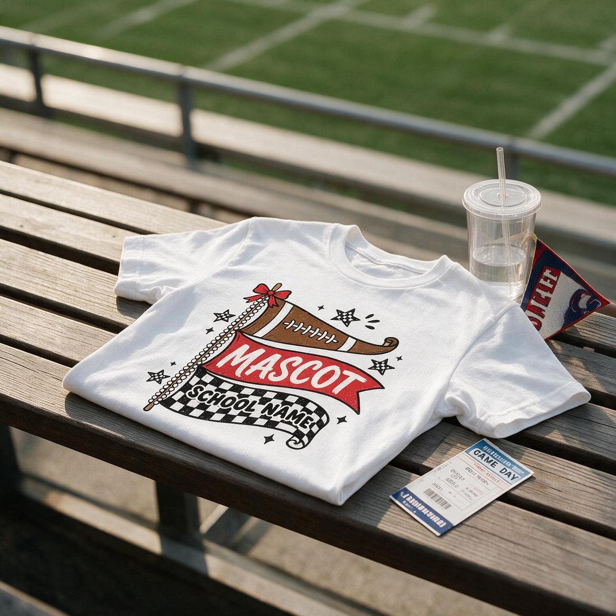 Personalized Game Day Football Pennant Shirt, School Spirit Football Mom Gift