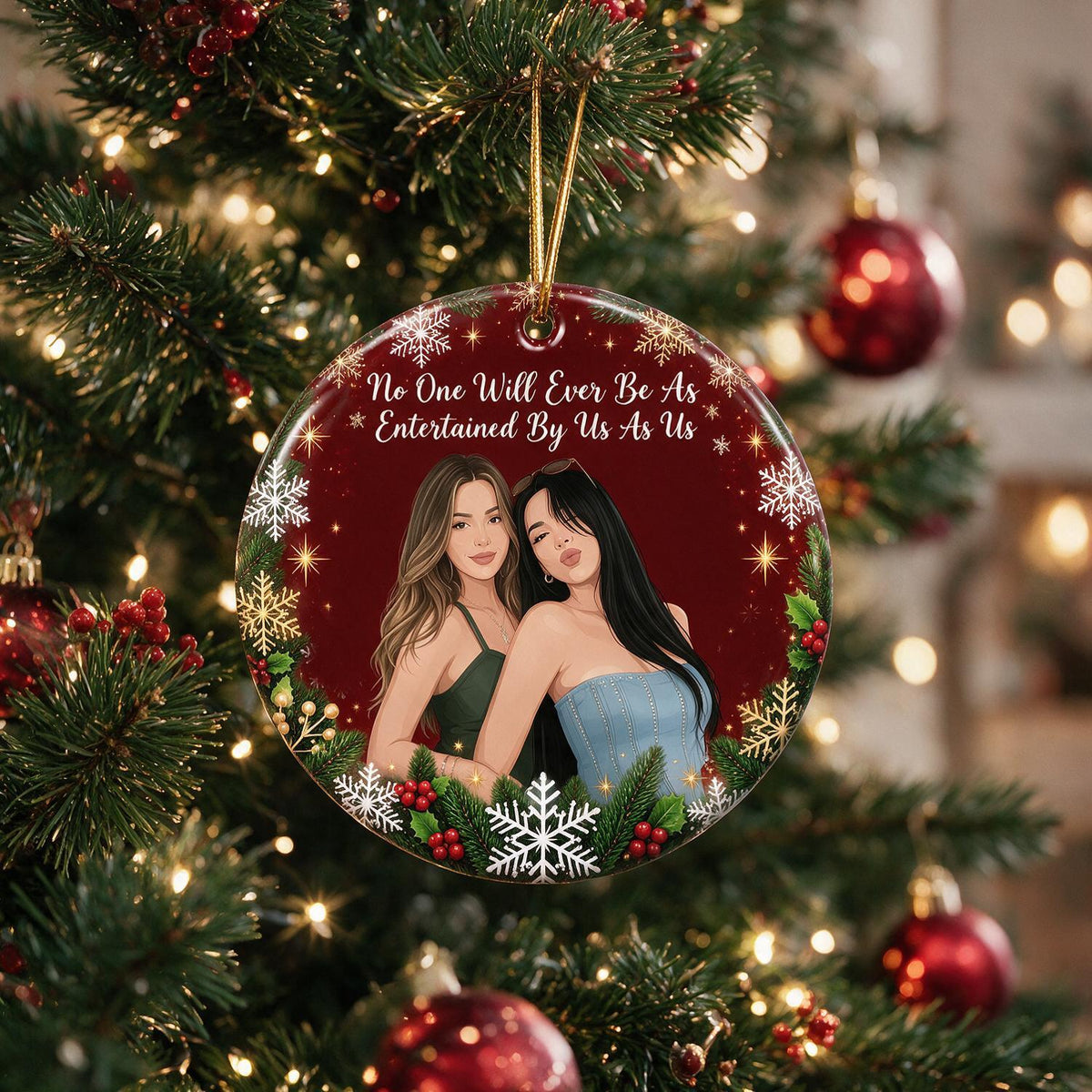 Personalisierte Foto-Weihnachtsfreunde Keramik Ornament - Lustiges Freundschaftsgeschenk