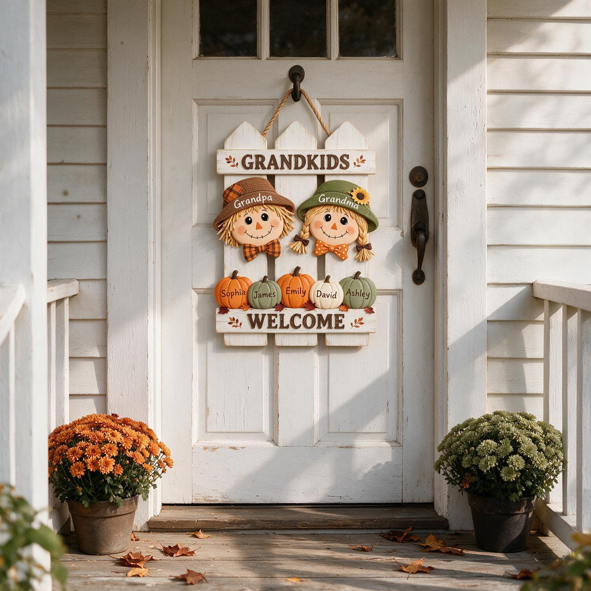 Panneau en Bois de Bienvenue Personnalisé pour Grands-Parents, Cadeau pour Petits-Enfants