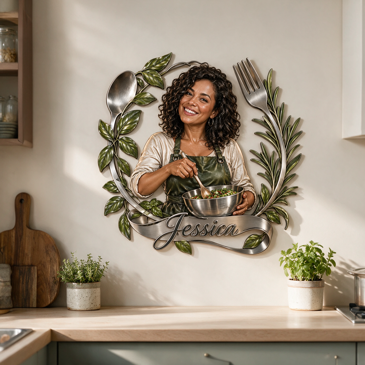 Personalized Custom Photo Cooking 3D Cut Metal Sign - Gift for Women