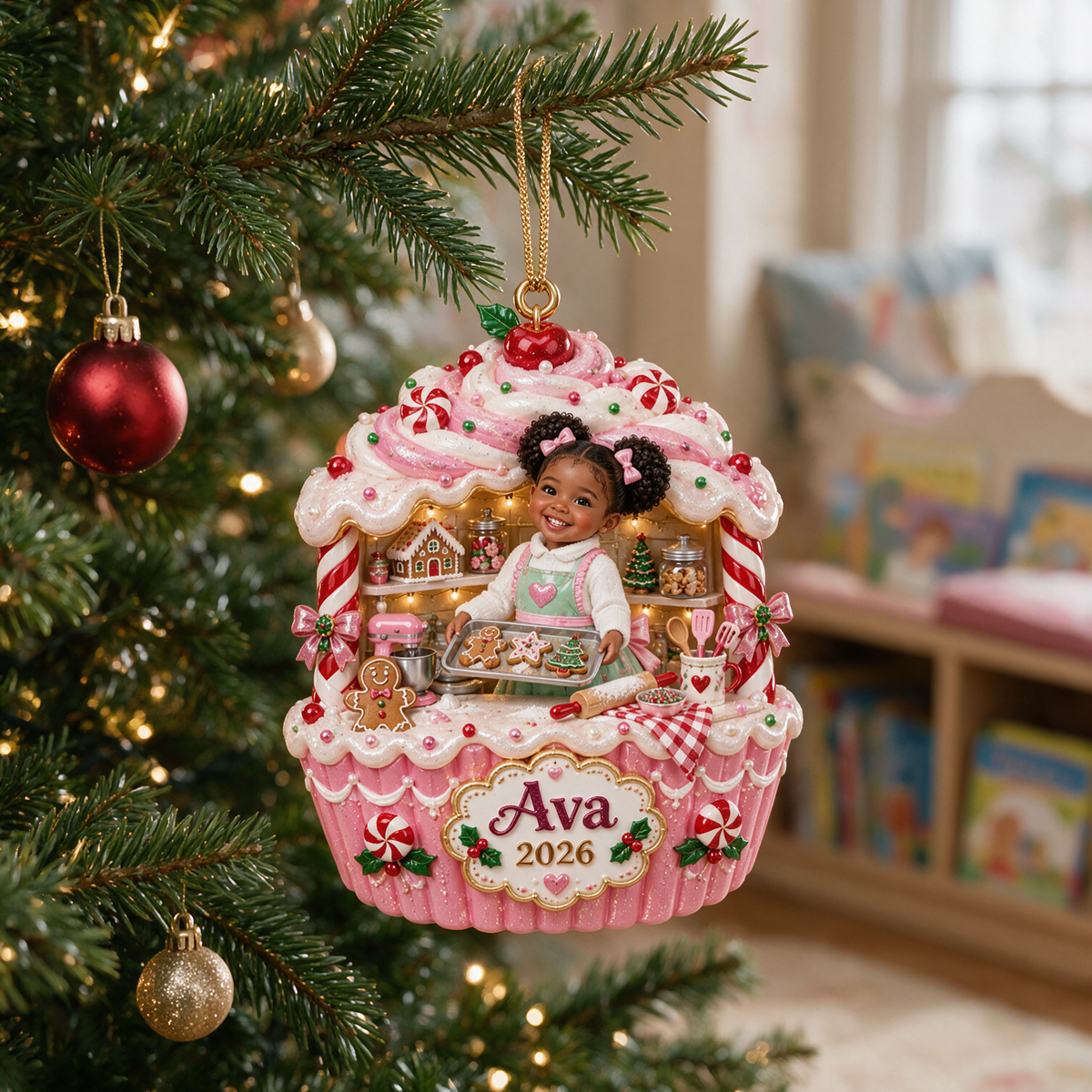 Personalized Custom Photo Christmas Baking 3D Ornament - 2026 Christmas Gift for Little Girls