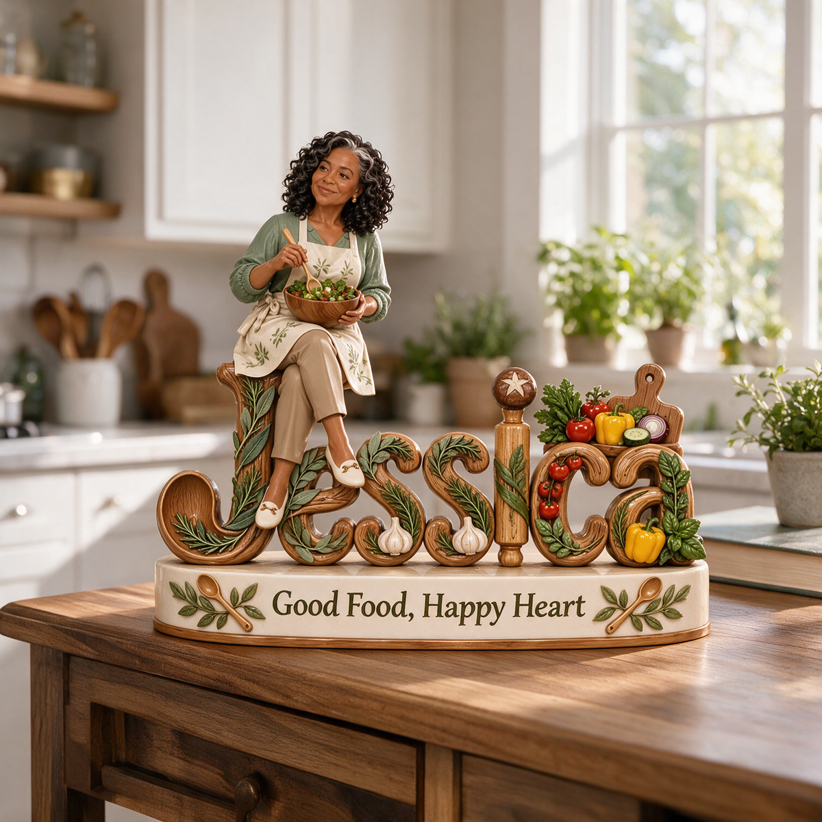 Personalized Custom Photo Cooking 3D Name Figurine - Gift for Older Women