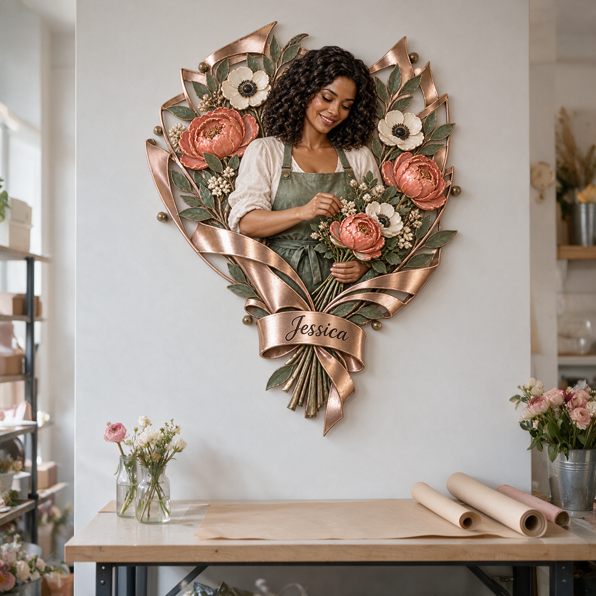 Personalized Custom Photo Floral Self Love 3D Cut Metal Sign - Gift for Women