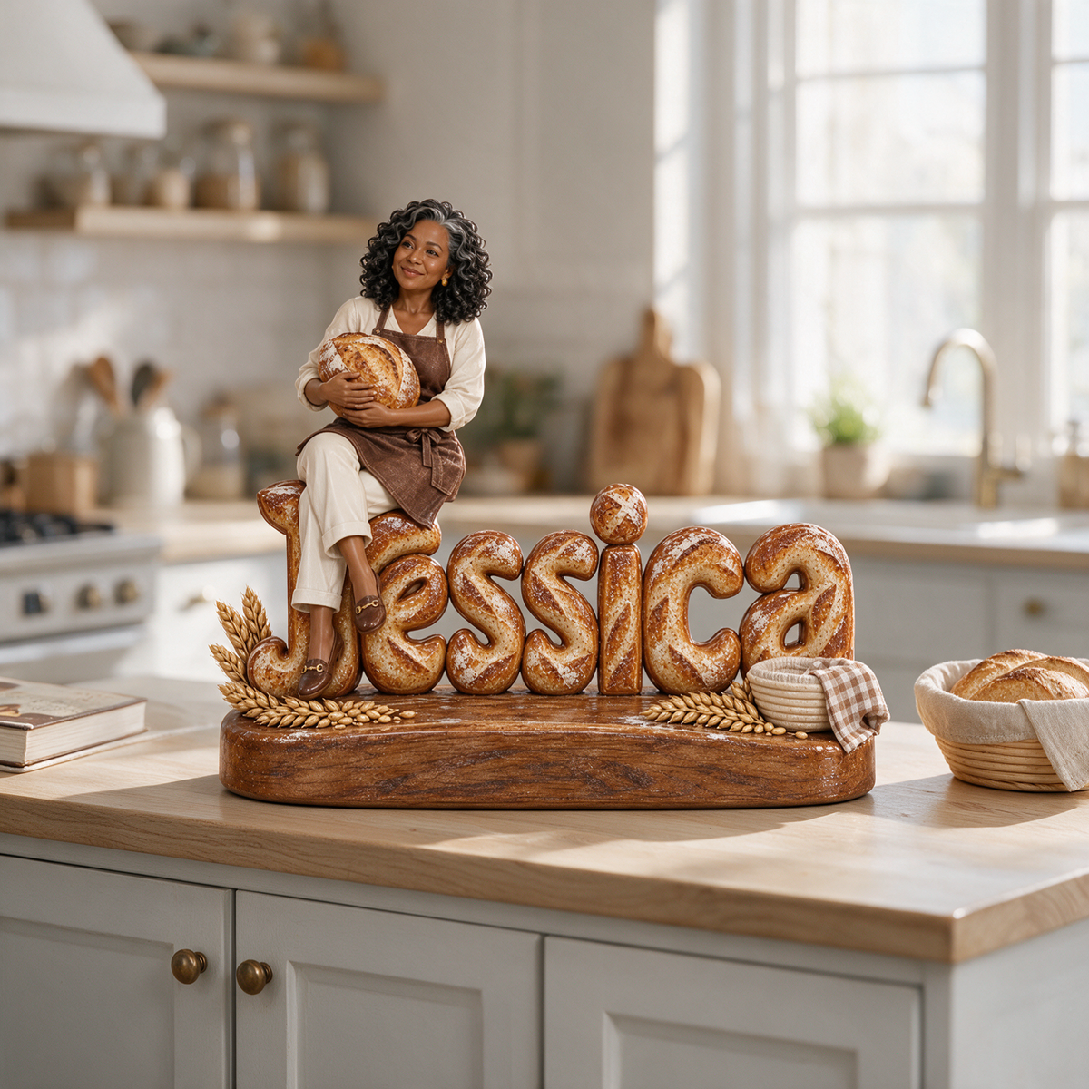 Personalized Custom Photo Artisan Bread Baking Custom Shaped Acrylic Plaque - Gift for Older Women Who Bake