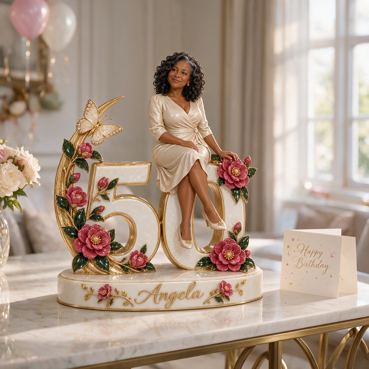 Personalized Custom Photo Camellia Custom Shaped Acrylic Plaque - 50th Birthday Gift for Women
