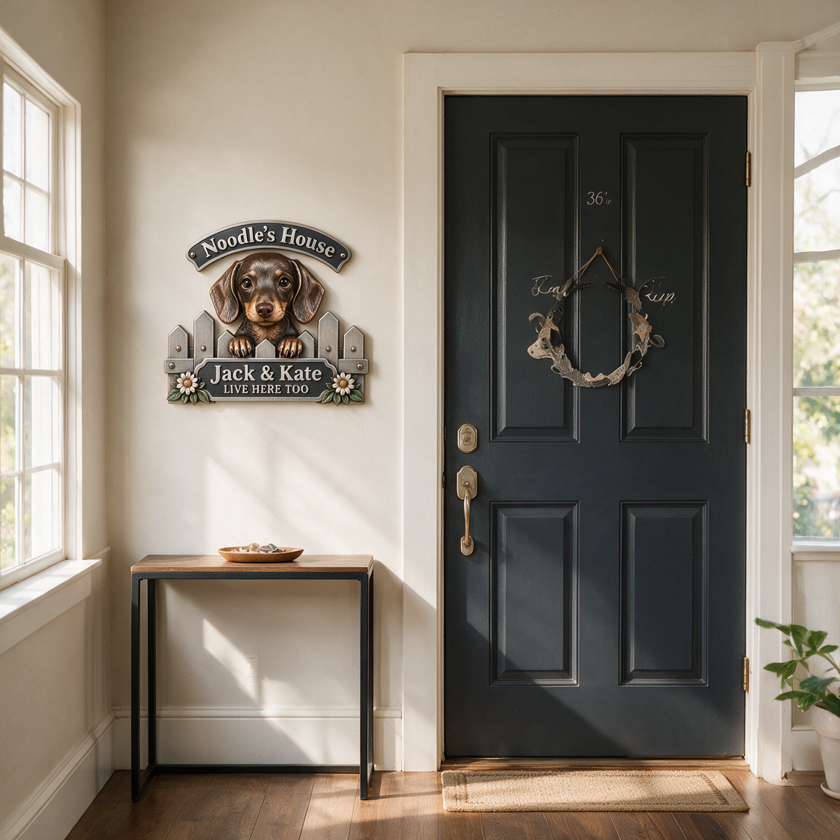Panneau Métallique Découpé 3D Personnalisé Photo Teckel - Cadeau Amoureux des Chiens pour Décoration Intérieure