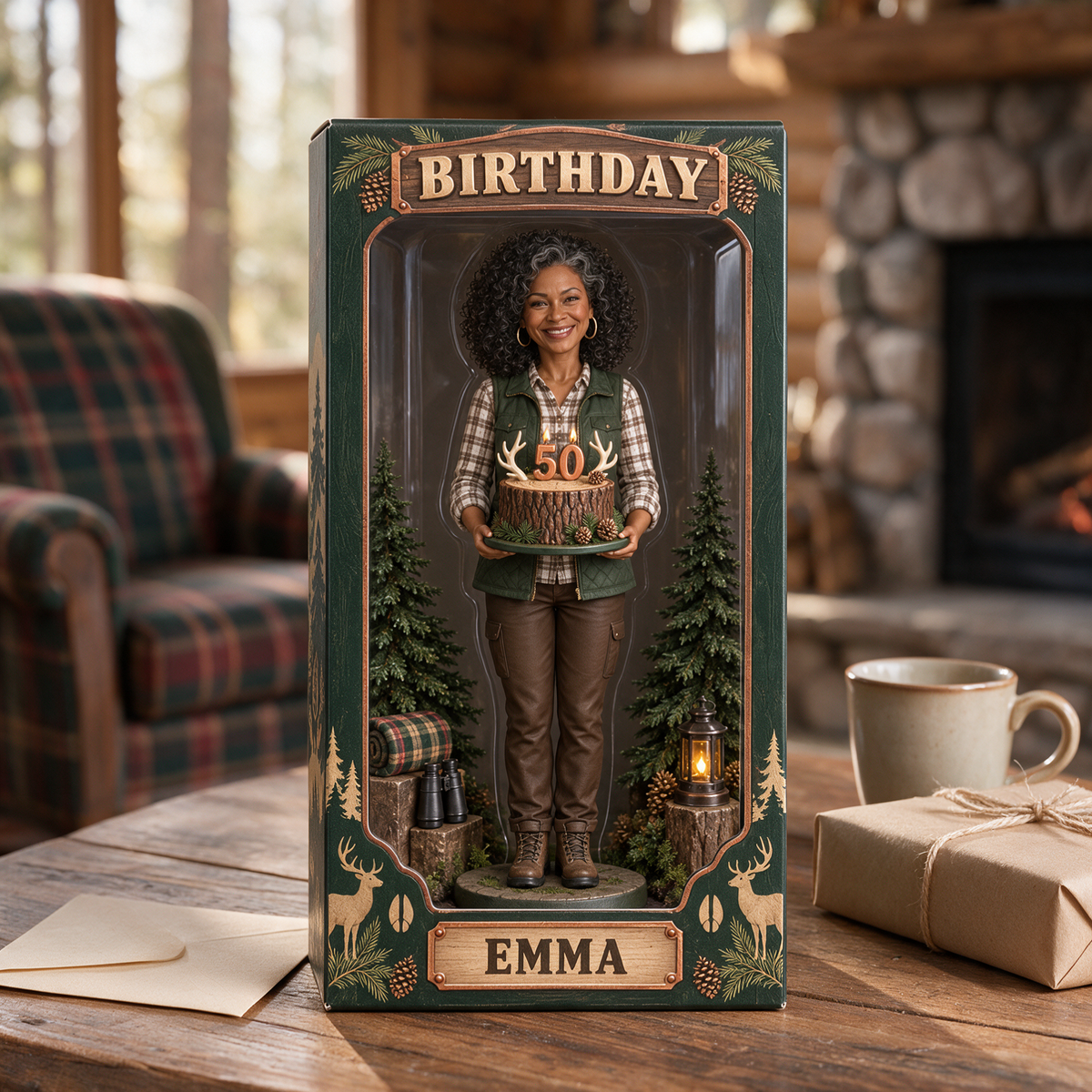 Personalized Hunting Acrylic Display Box - Birthday Portrait Figurine Gift