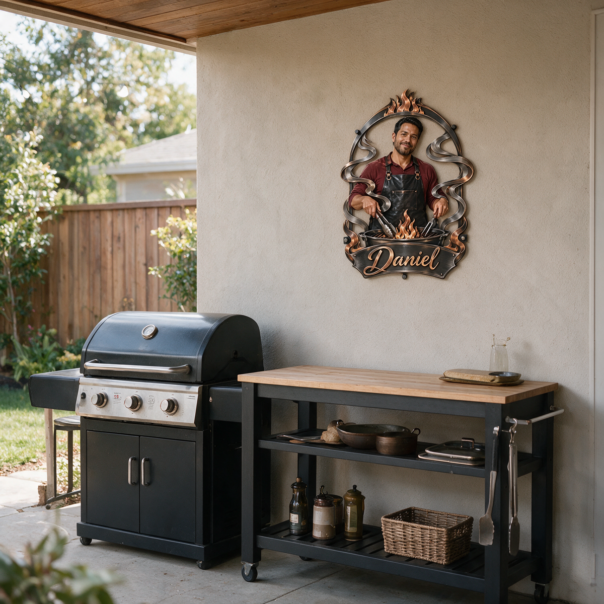Personalized Custom Photo Grilling 3D Cut Metal Sign - Gift for Men