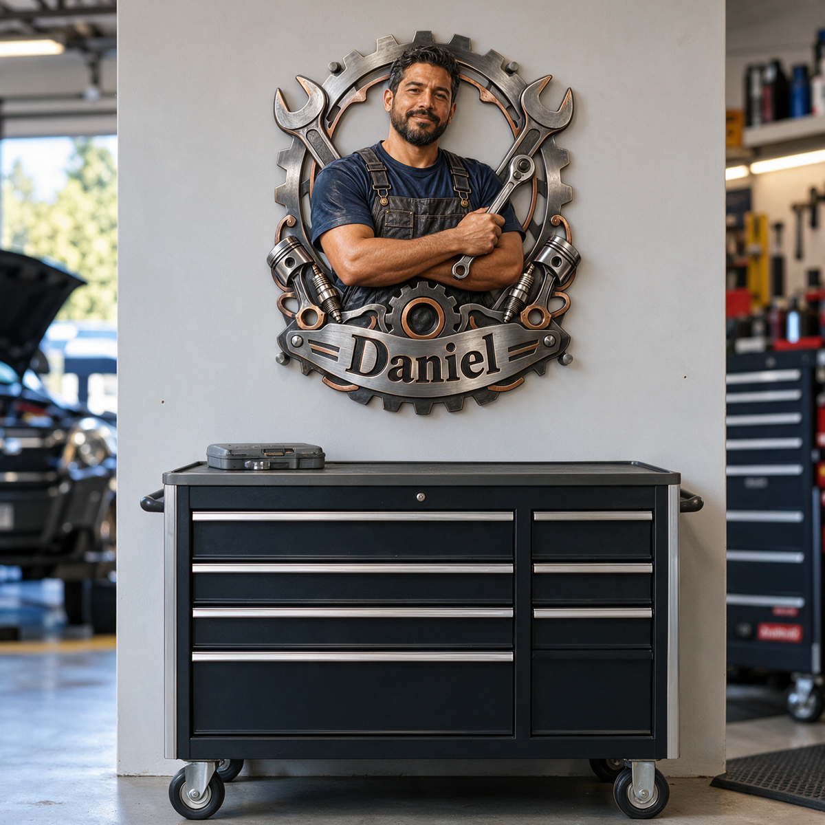 Personalized Custom Photo Mechanic Garage 3D Cut Metal Sign - Gift for Men