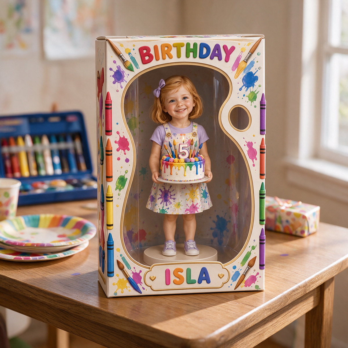 Personalisierte Foto Kunst Acryl Display Box - 5. Geburtstag Geschenk für Mädchen