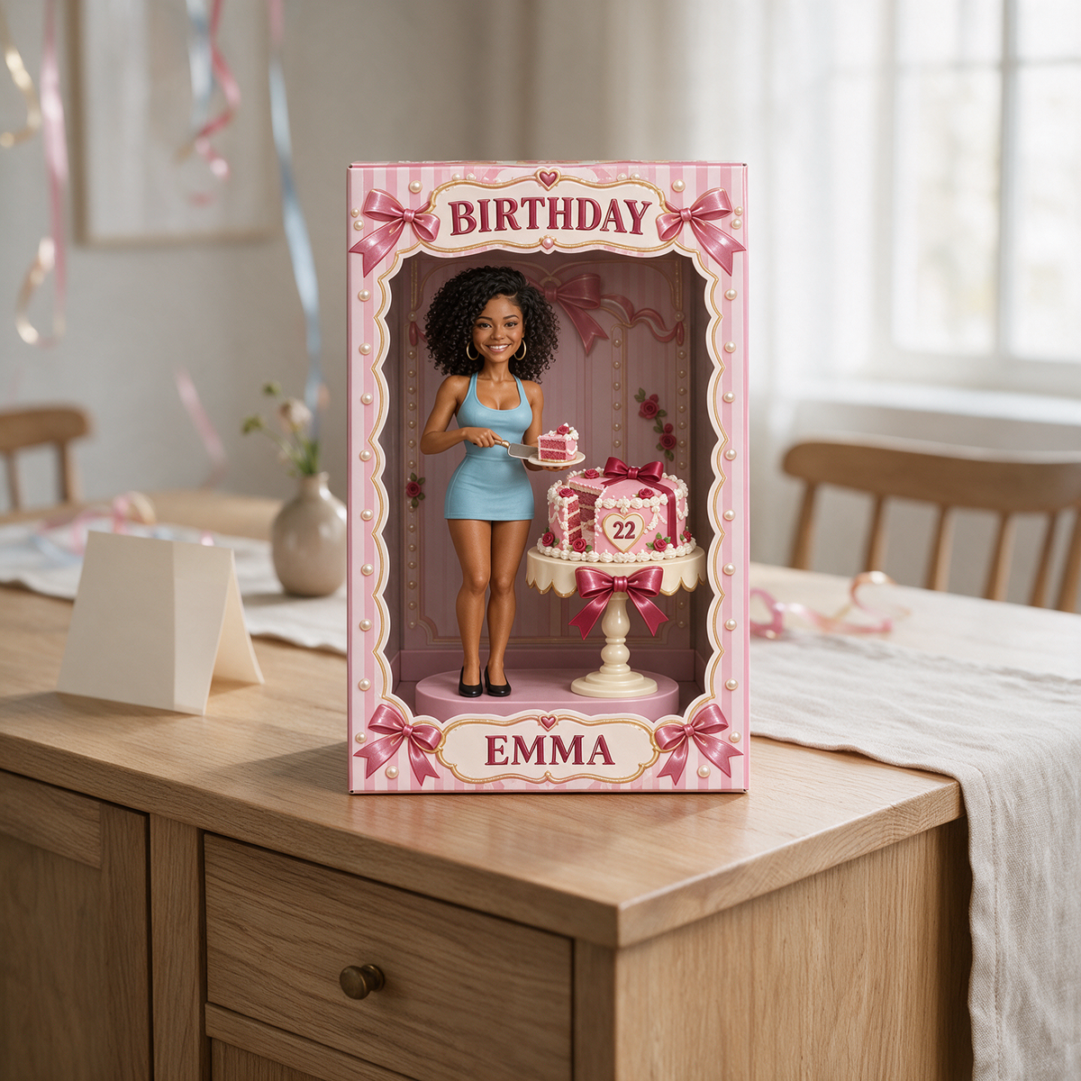Personalized Birthday Portrait Display Box - Photo Figure with Name and Age