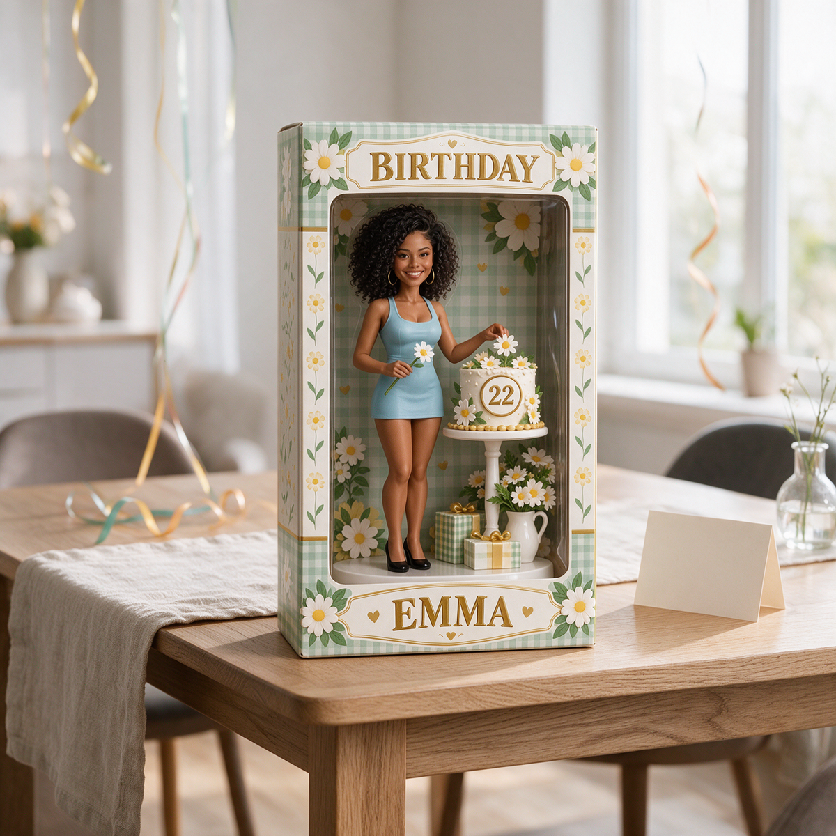 Boîte d'affichage figurine d'anniversaire personnalisée - Portrait photo avec nom et âge personnalisés
