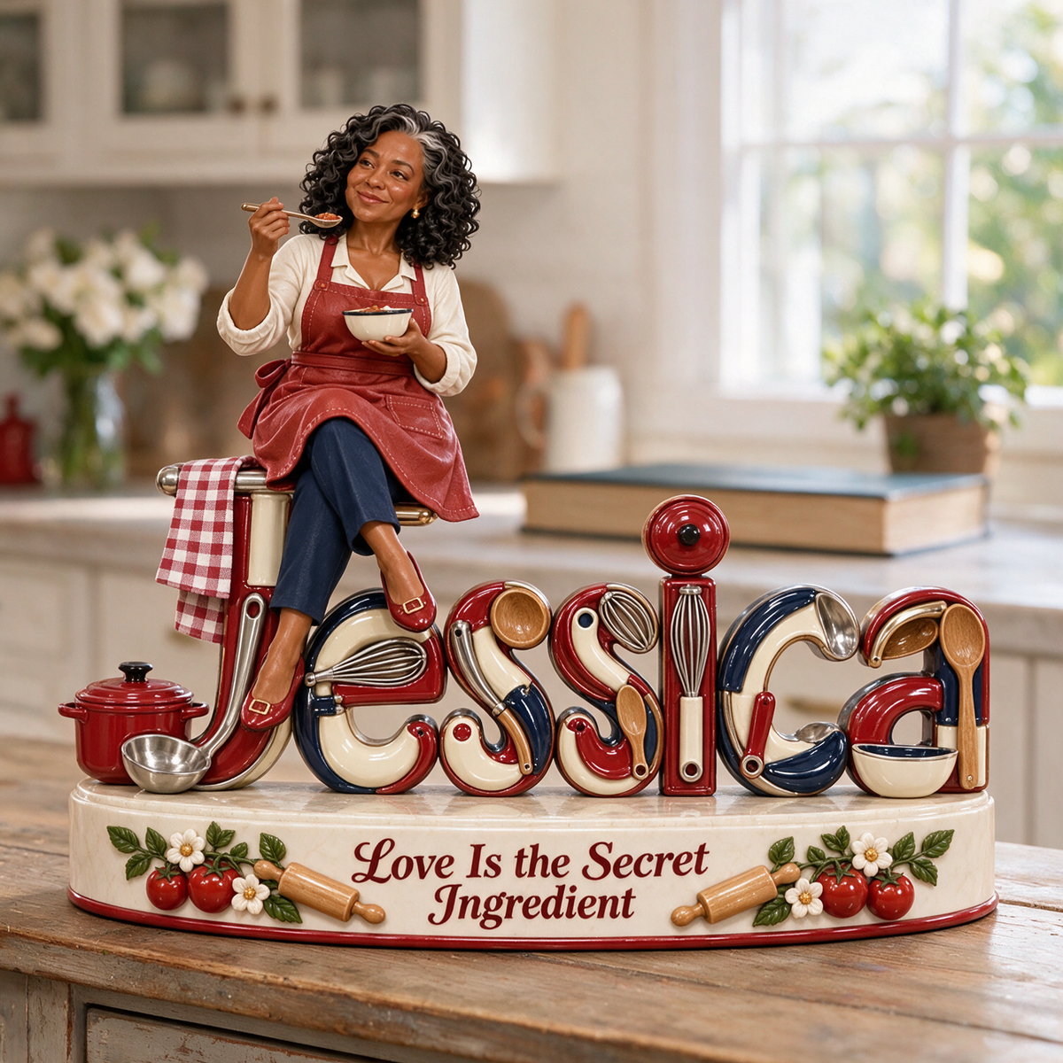 Personalized Custom Photo Cooking 3D Name Figurine - Gift for Older Women