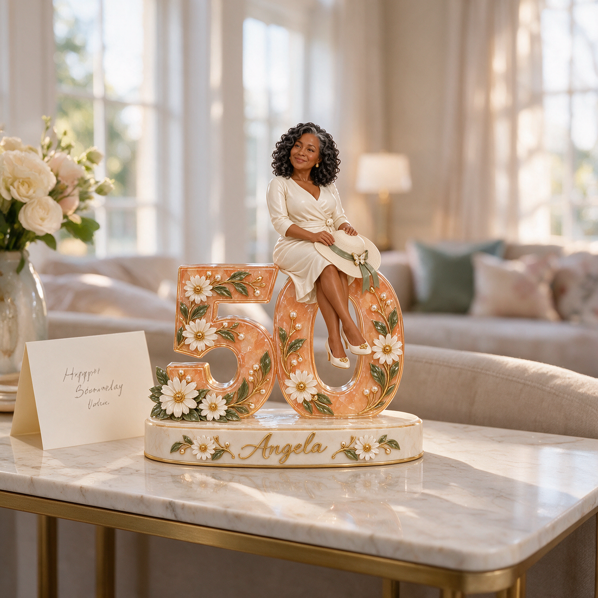 Personalized Custom Photo Daisy Custom Shaped Acrylic Plaque - 50th Birthday Gift for Women