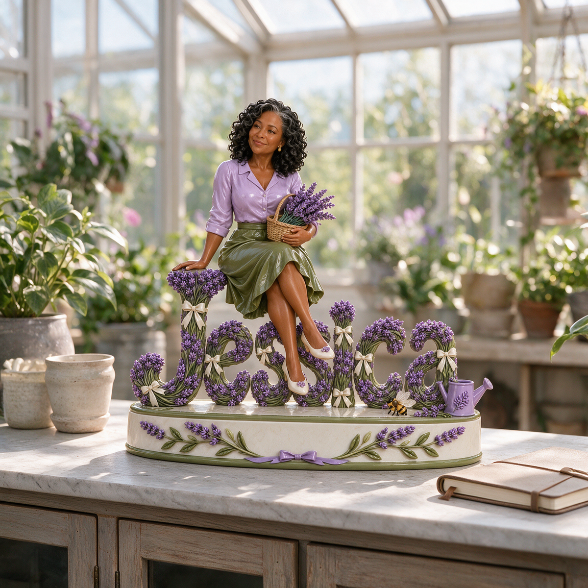 Personalized Custom Photo Lavender Gardening Custom Shaped Acrylic Plaque - Gift for Older Women Who Garden