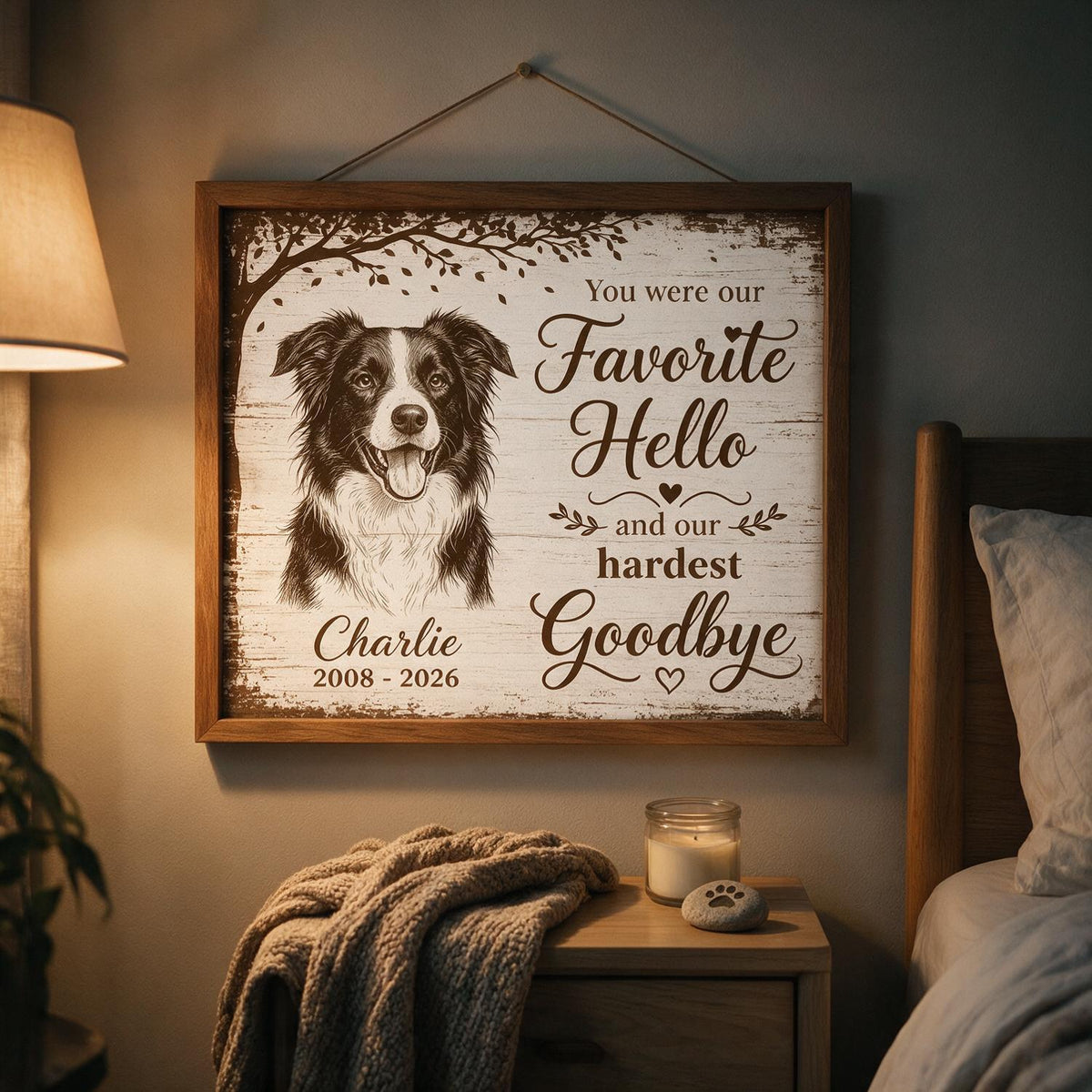 Under Tree Pet Dog Cat Memorial Custom Photo You Were Our Favorite Hello - Personalized Poster - Sympathy Gift, Remembrance Gift