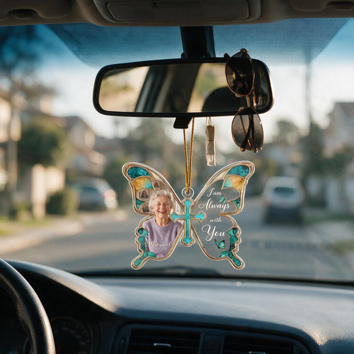 Ornement Photo Mémorial Papillon de Noël Personnalisé - Je Suis Toujours Avec Vous Cadeau de Sympathie