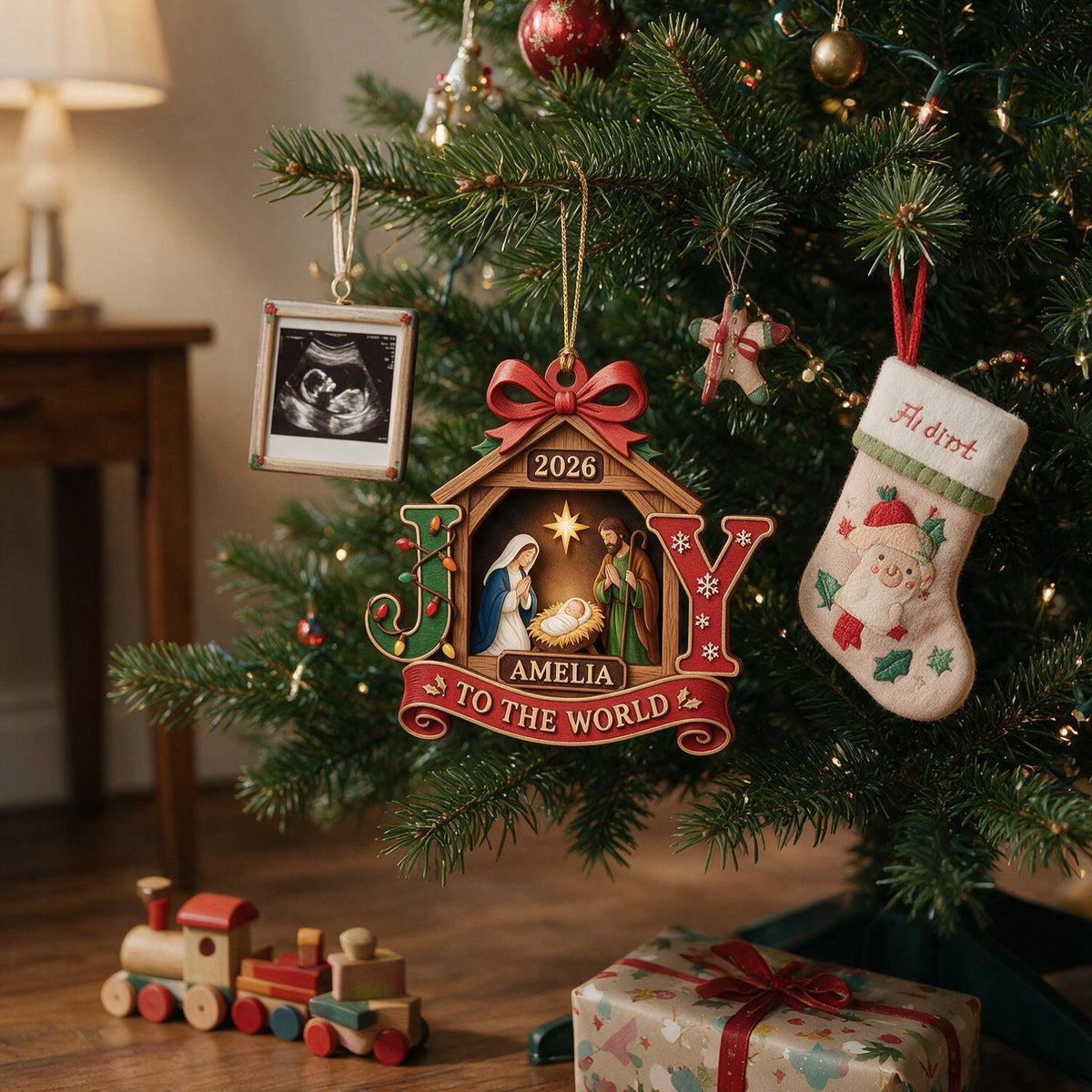 Ornement Acrylique Personnalisé Noël Premier Noël Crèche JOIE Cadeau Souvenir