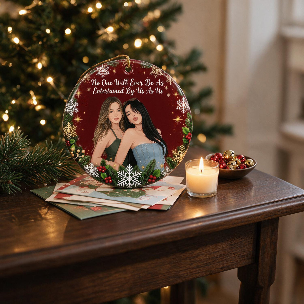 Personalisierte Foto-Weihnachtsfreunde Keramik Ornament - Lustiges Freundschaftsgeschenk