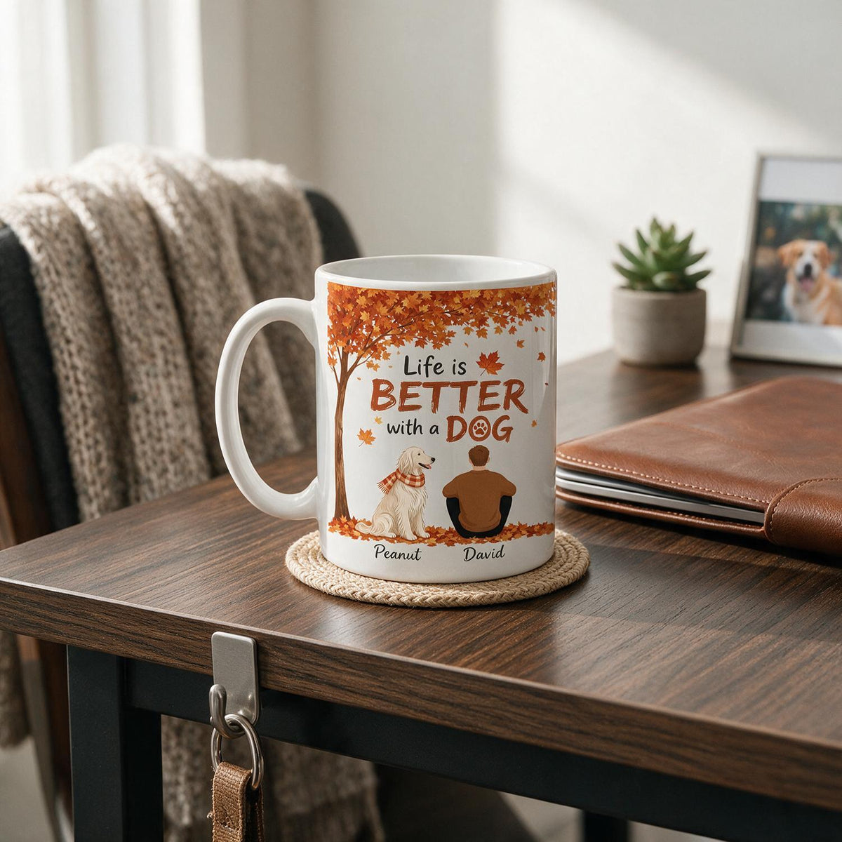 Personalized Fall Dog Dad Life Is Better With A Pet Mug, Custom Pet Dad Gift