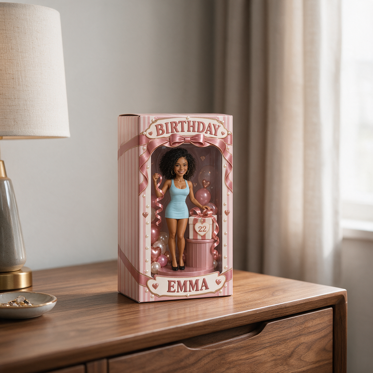 Boîte d'Affichage de Portrait d'Anniversaire Personnalisée - Figurine Photo avec Nom et Âge