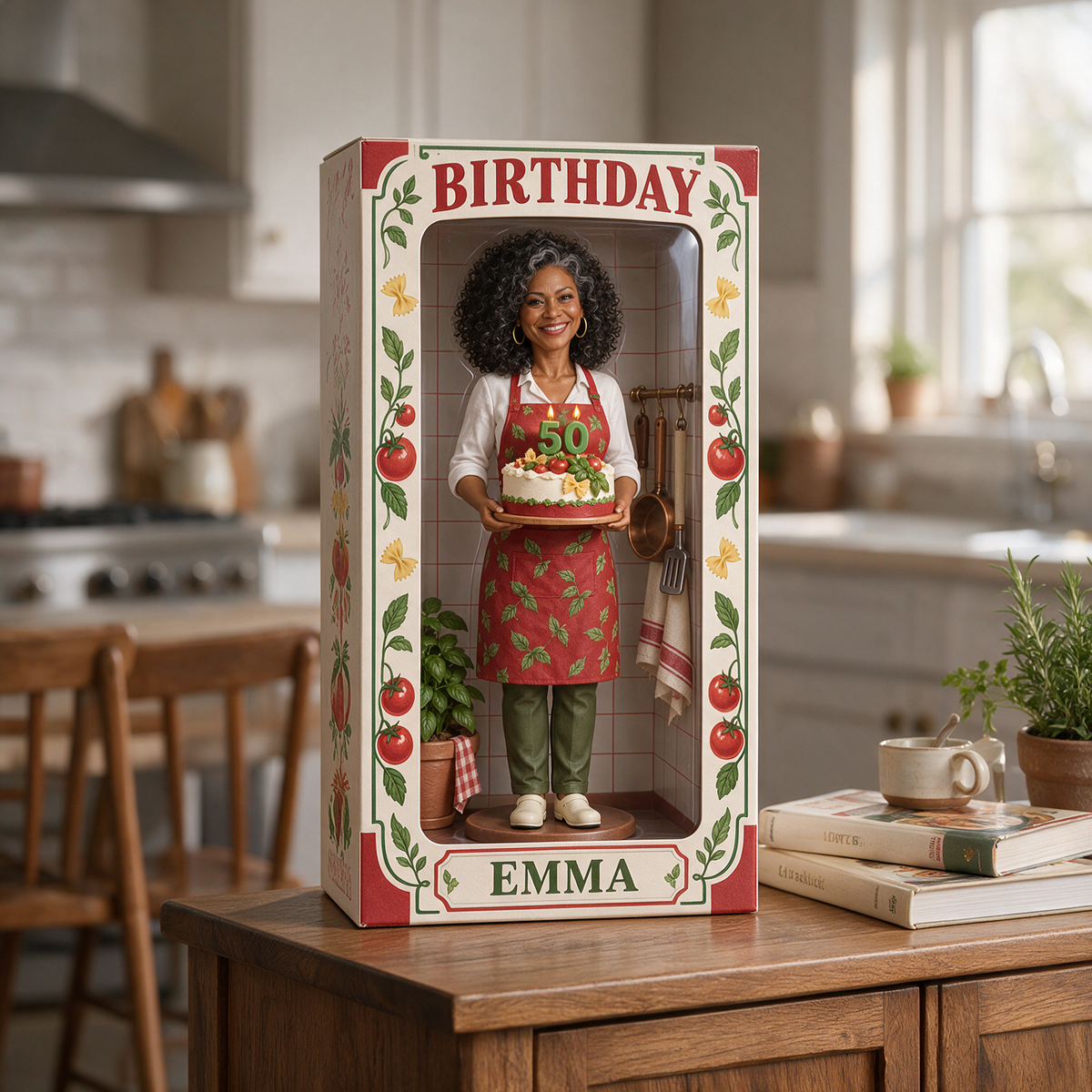 Personalized Cooking Acrylic Display Box - Italian Kitchen Birthday Figurine Gift
