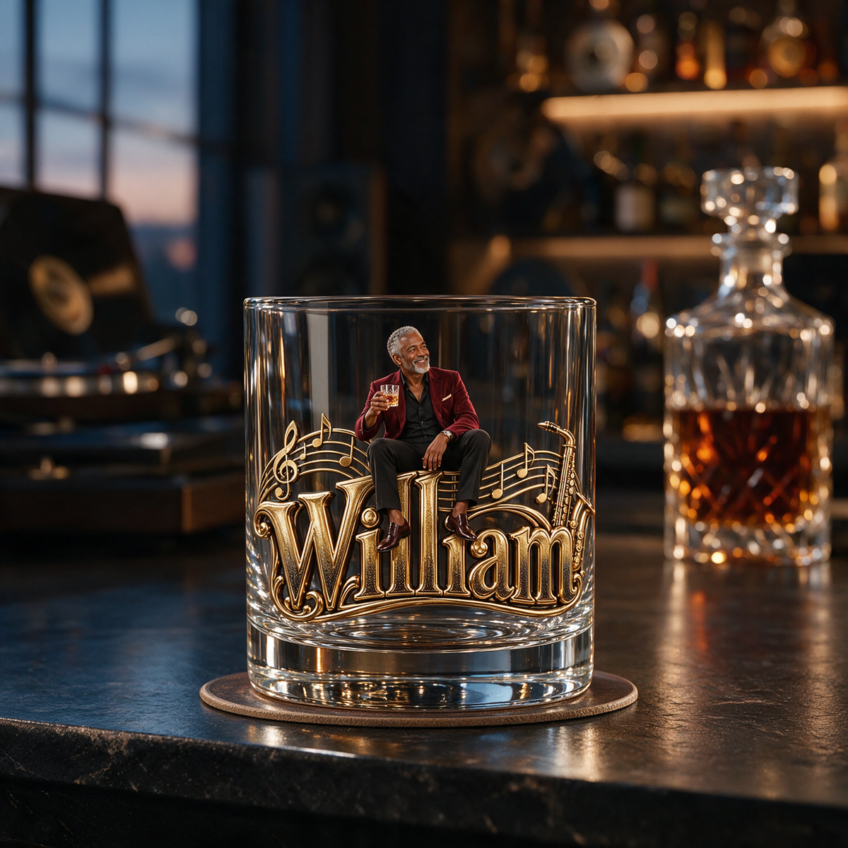 Verre à Whisky Jazz Photo Personnalisé - Cadeau pour Hommes Âgés Amateurs de Musique
