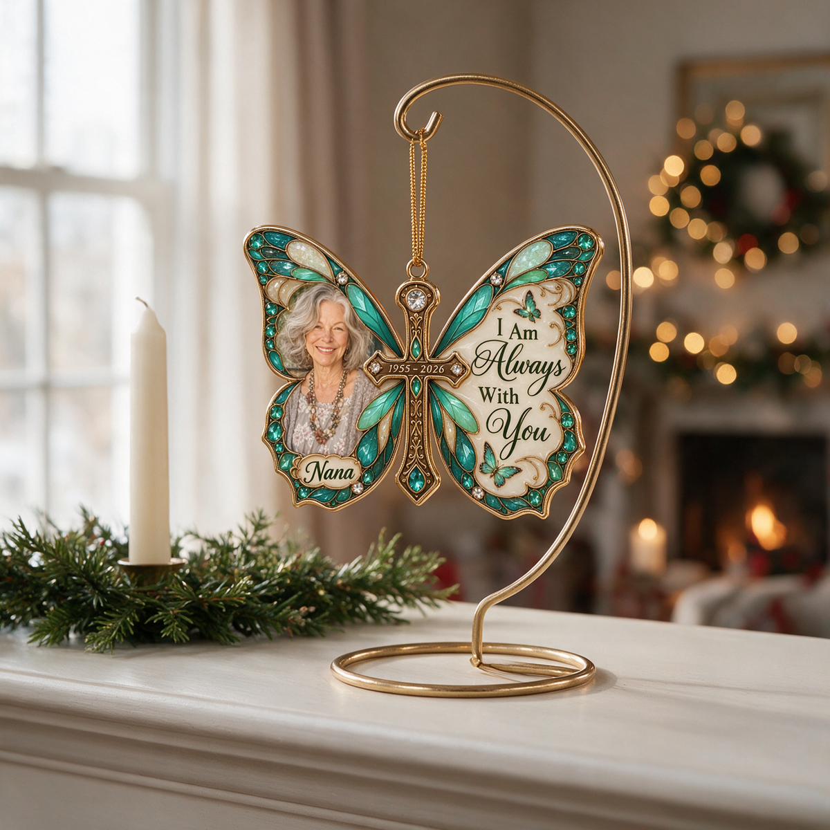 Personalisierte 3D Weihnachtsornament Schmetterling - Erinnerungsstück für Großmutter