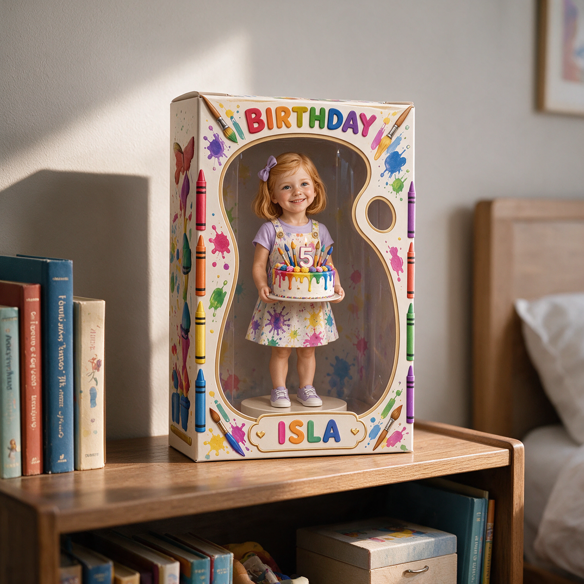 Personalisierte Foto Kunst Acryl Display Box - 5. Geburtstag Geschenk für Mädchen