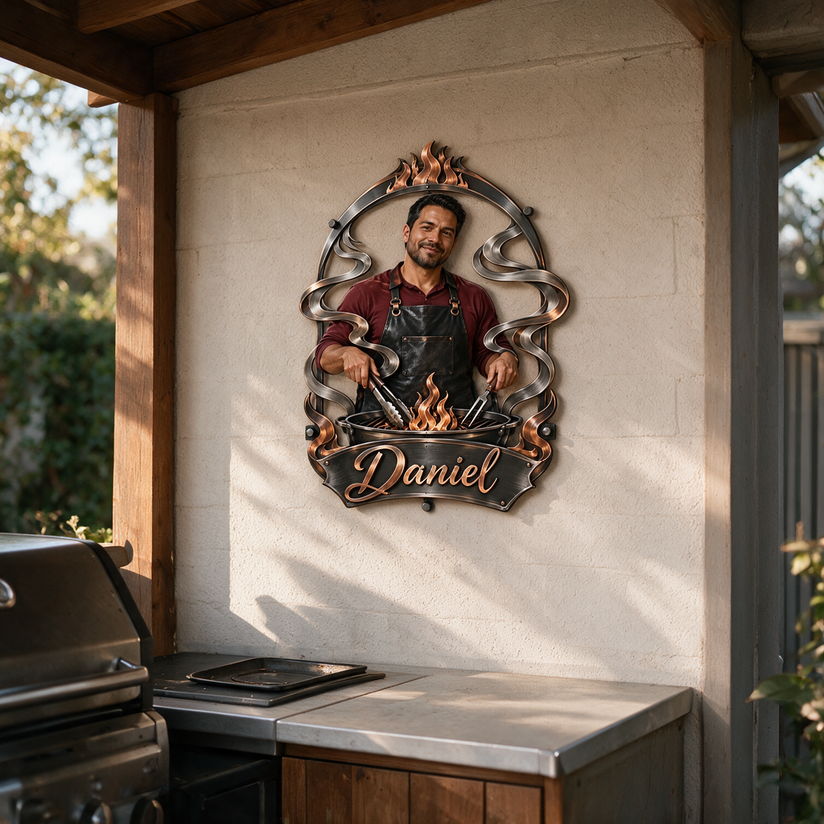 Personalized Custom Photo Grilling 3D Cut Metal Sign - Gift for Men