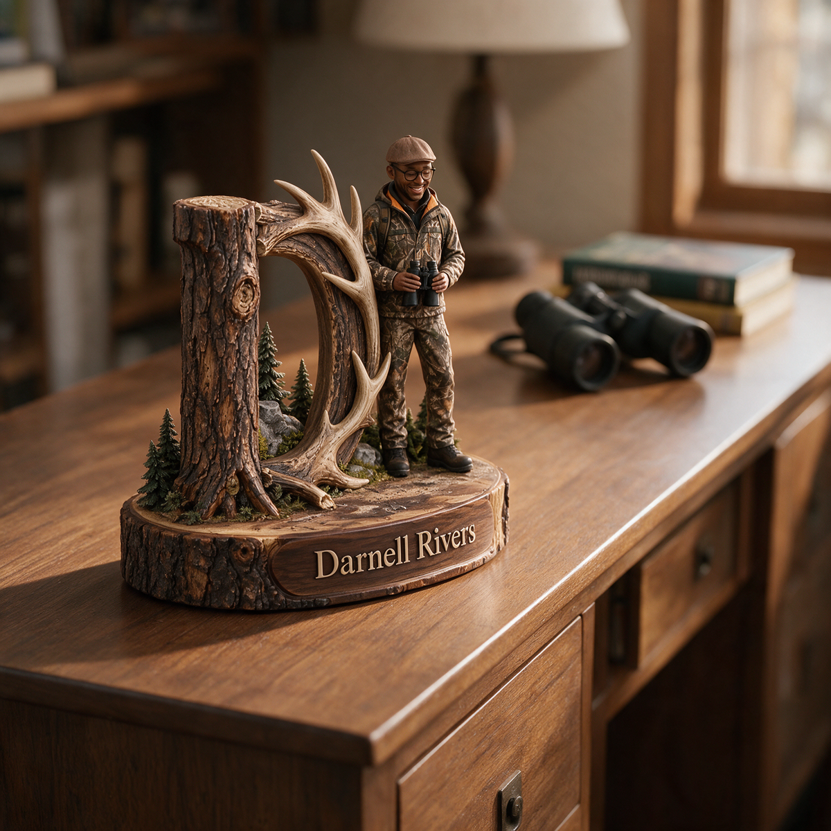 Personalisierte Jagd-Monogramm Holztafel mit Foto und Namen