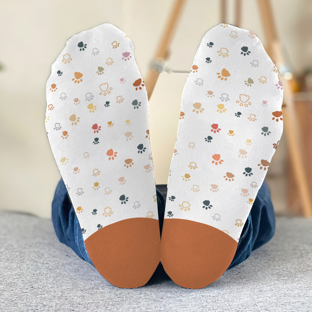 Je te suivrai où que tu ailles - Cadeau pour les amoureux des chiens - Chaussettes personnalisées