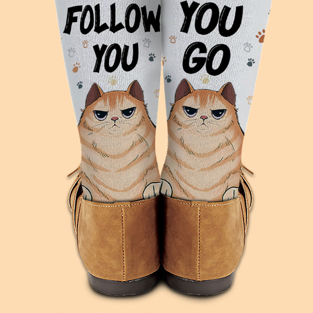 Je te suivrai où que tu ailles - Cadeau pour les amoureux des chiens - Chaussettes personnalisées