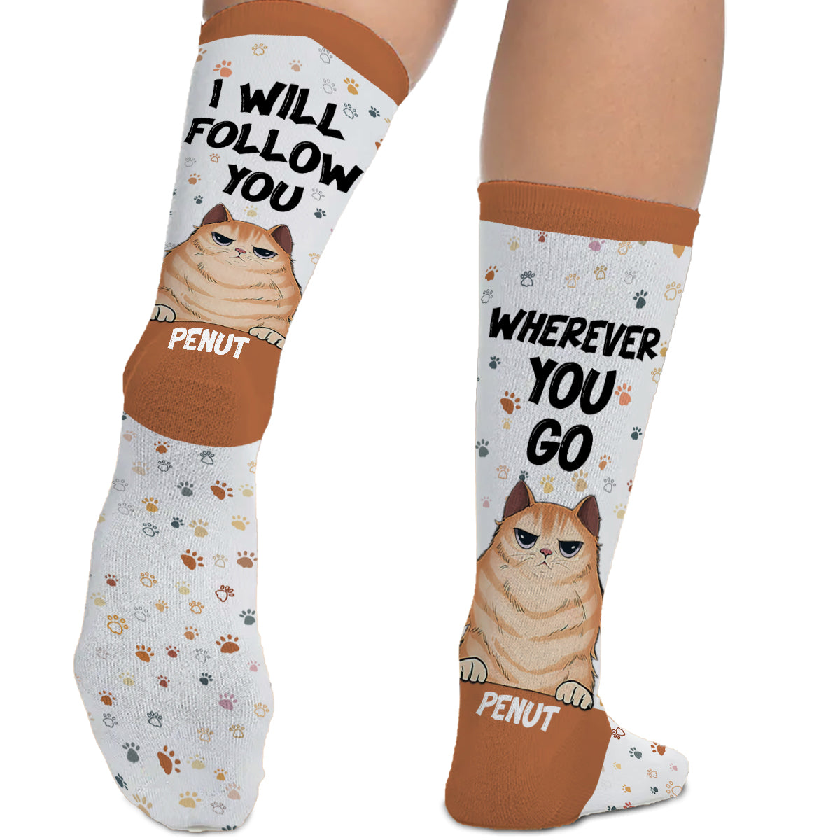 Je te suivrai où que tu ailles - Cadeau pour les amoureux des chiens - Chaussettes personnalisées
