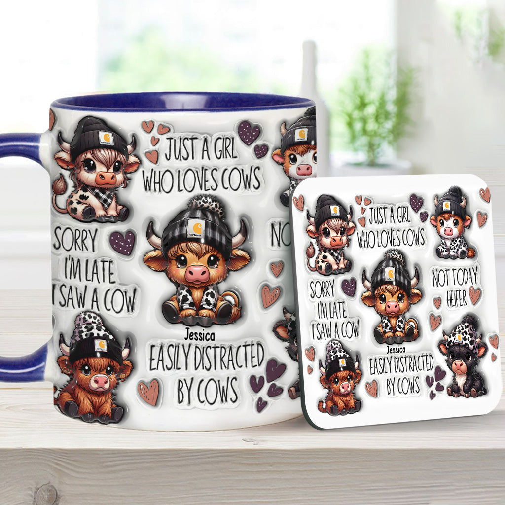 Mug personnalisé « Juste une fille qui aime les vaches des Highlands »