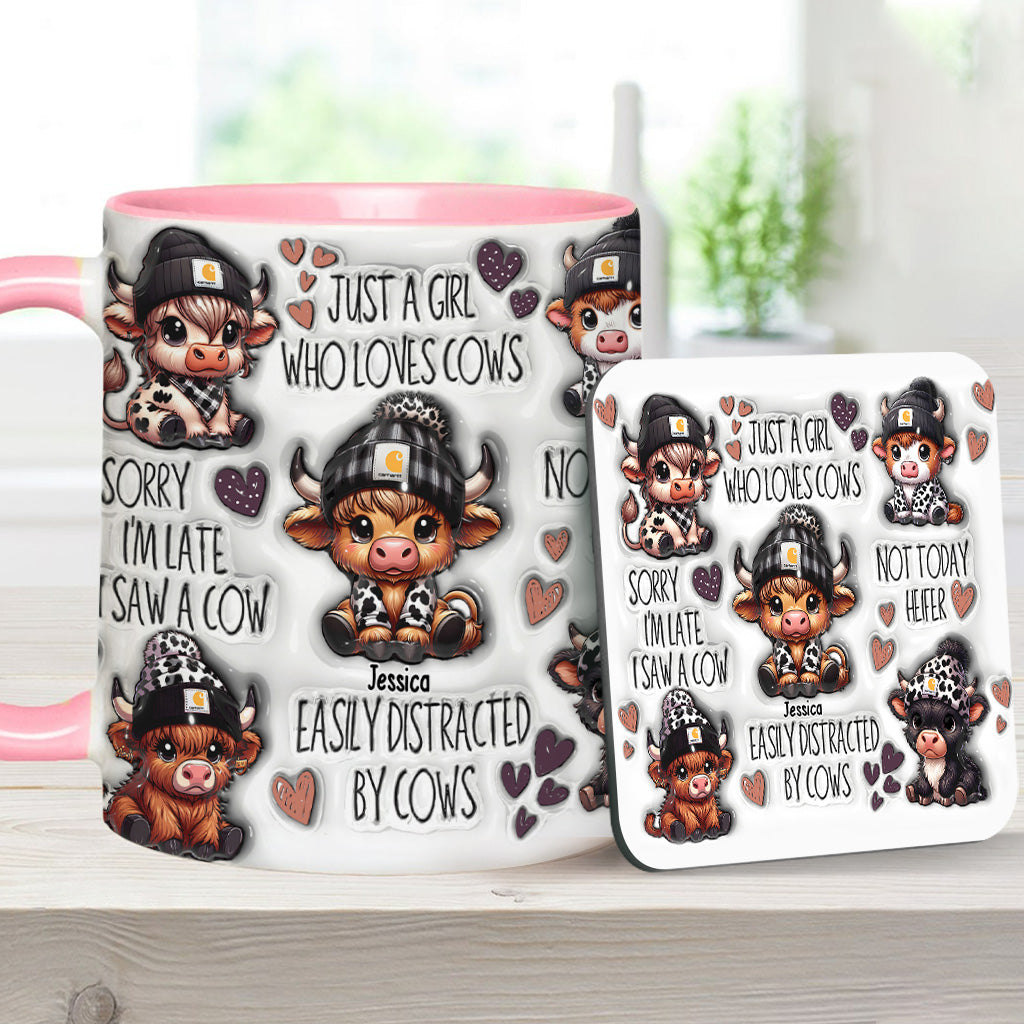 Mug personnalisé « Juste une fille qui aime les vaches des Highlands »