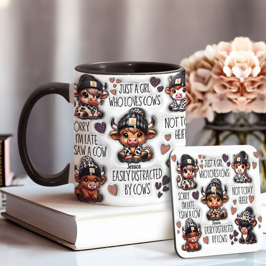 Mug personnalisé « Juste une fille qui aime les vaches des Highlands »