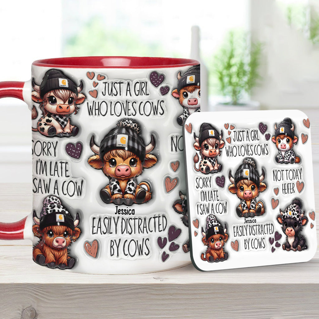 Mug personnalisé « Juste une fille qui aime les vaches des Highlands »
