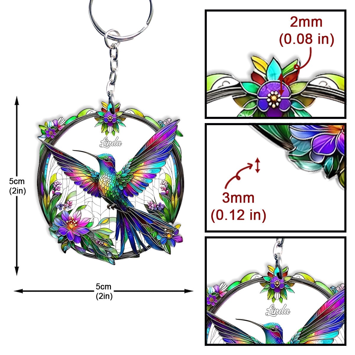 Magnifique porte-clés colibri personnalisé