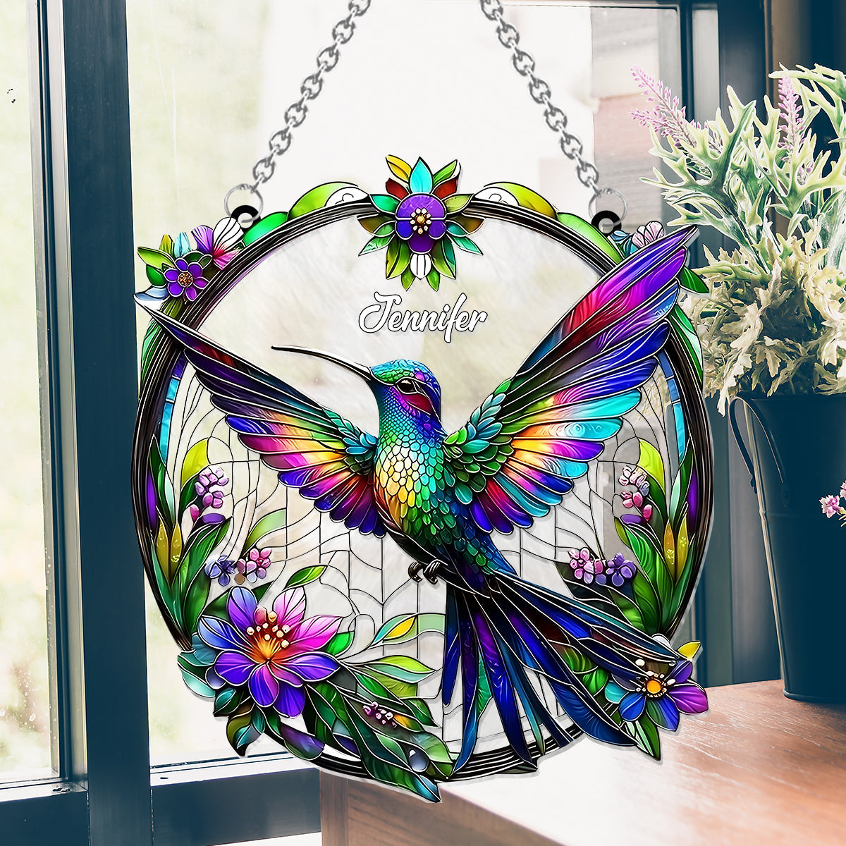 Magnifique colibri - Attrape-soleil personnalisé à suspendre à la fenêtre 