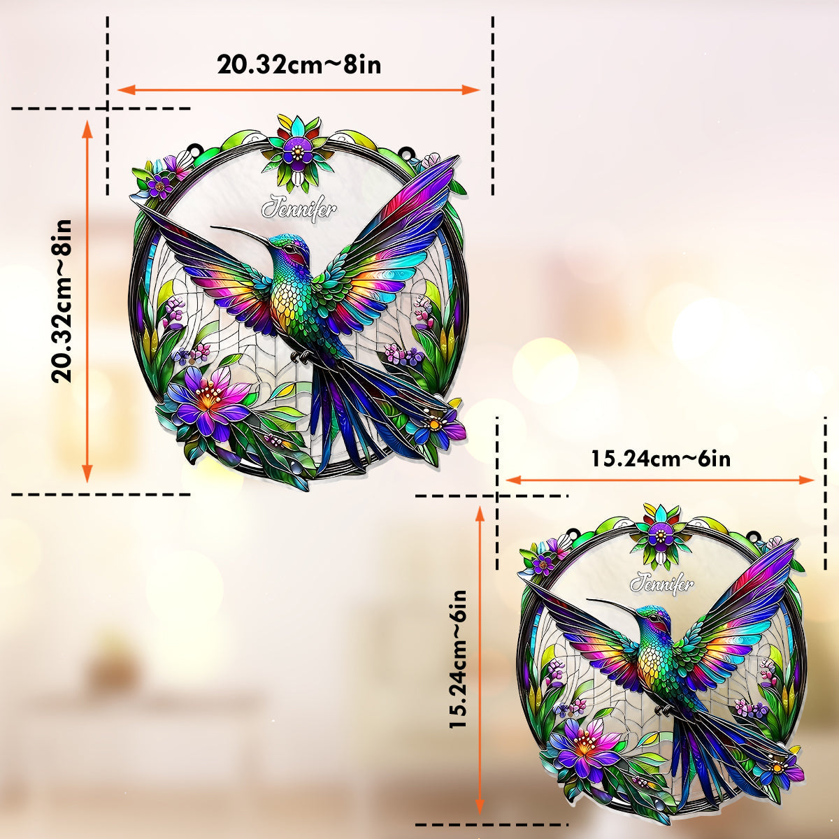Magnifique colibri - Attrape-soleil personnalisé à suspendre à la fenêtre 