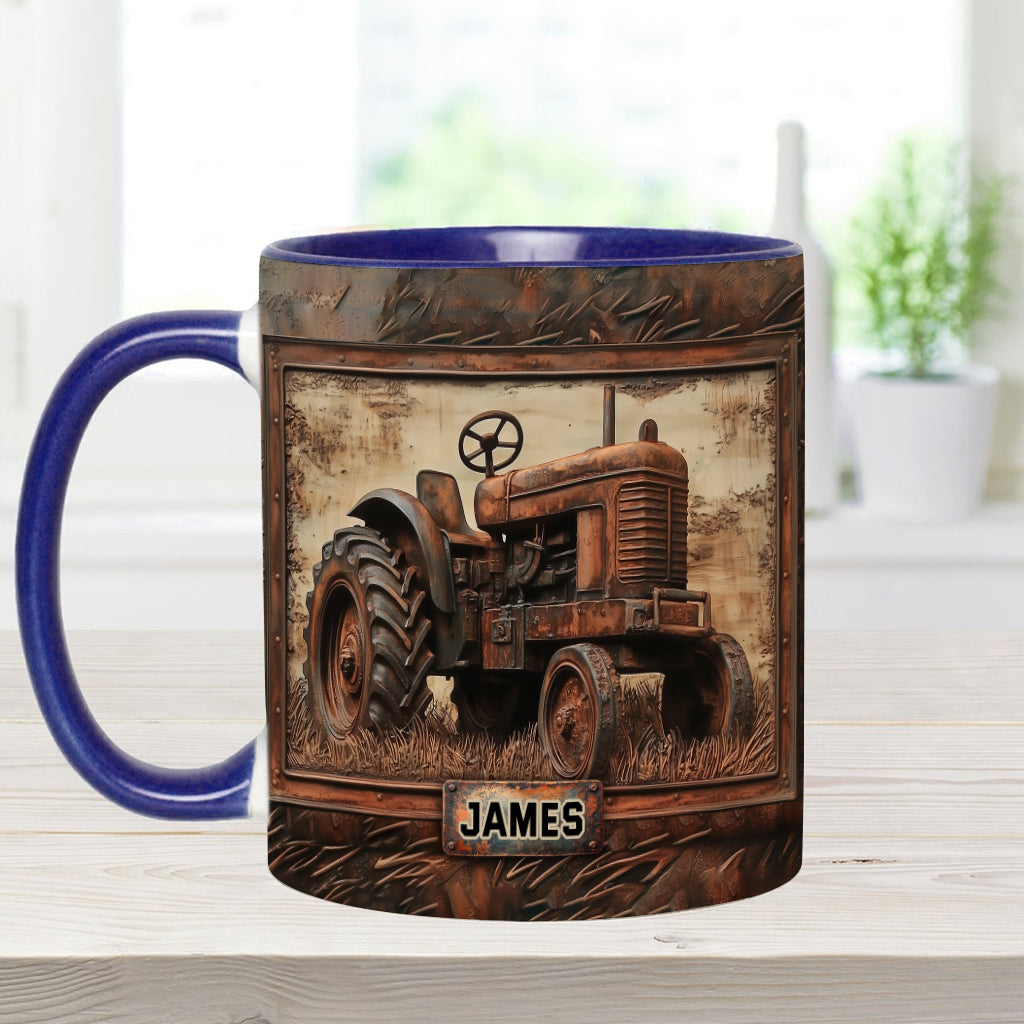 Mug personnalisé à motif tracteur rustique