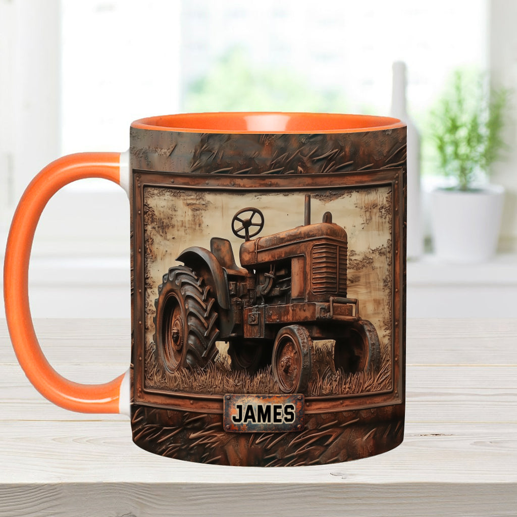 Mug personnalisé à motif tracteur rustique