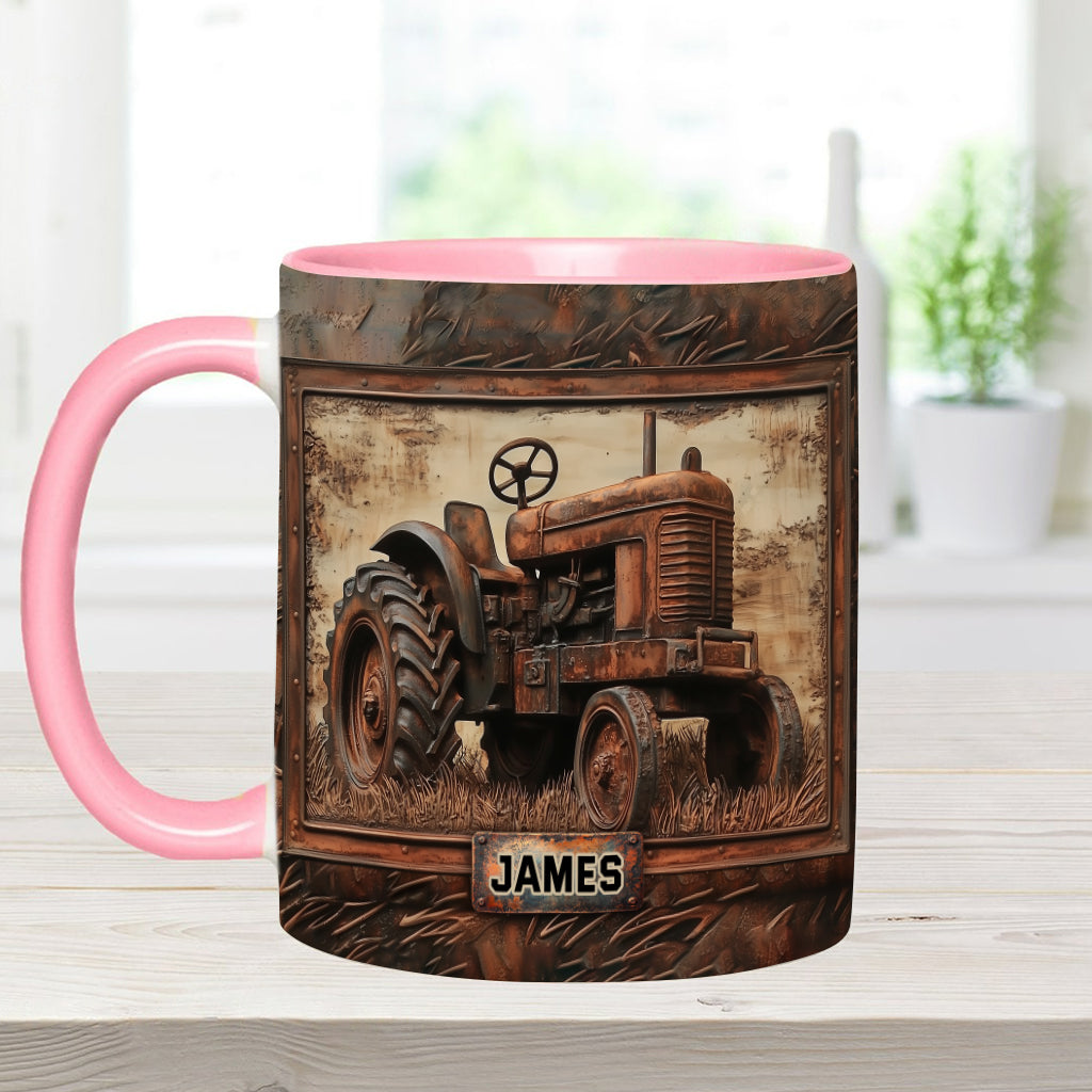 Mug personnalisé à motif tracteur rustique