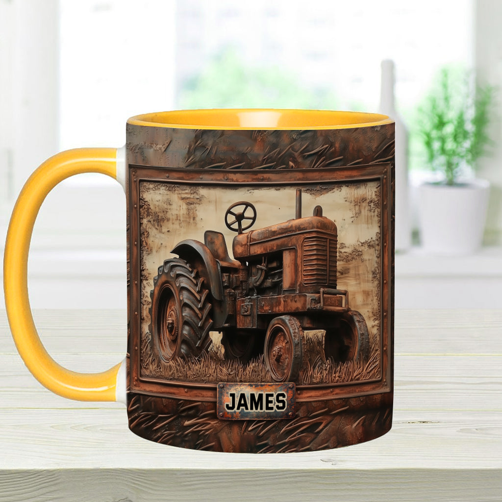 Mug personnalisé à motif tracteur rustique